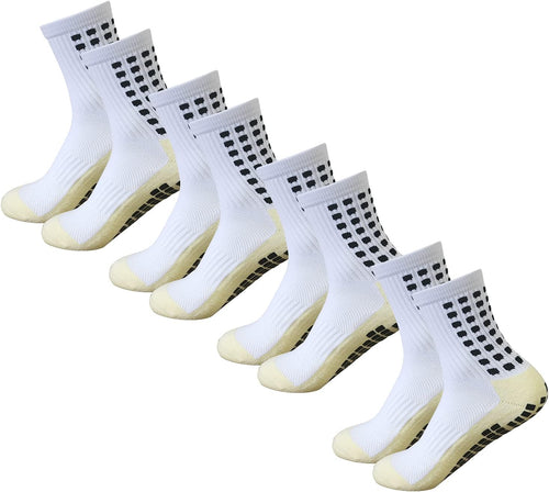 4 Pairs Non-Slip Grip Socks for Men and Women - Ideal for Soccer, Football, and Basketball Sports - Fit n First